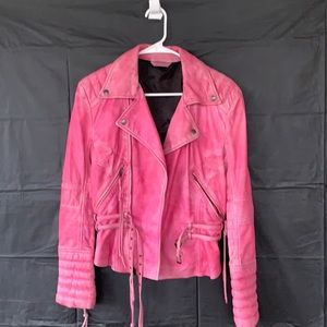 Pink Lambskin Leather Jacket